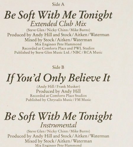 Gaynor,Gloria: Be Soft With Me Tonight*2+1, BCM(B.C.12-2019-40), D, 1987 - 12inch - V7026 - 3,00 Euro