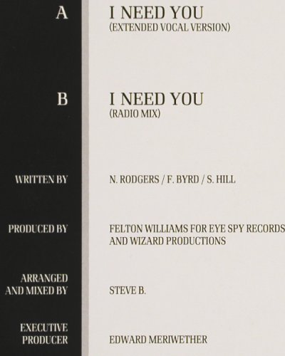B.V.S.M.P.: I Need You*2, ext.vocal &sol; radio, BCM (B.C.12-2080-40), D, 1988 Typ: 12" Best.-Nr.: V7091 Preis: 3,00 Euro.