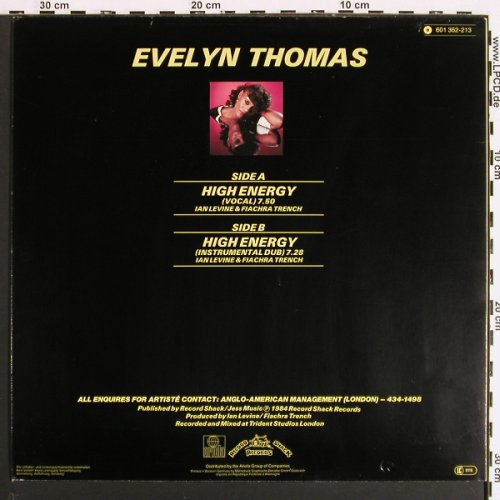 Thomas,Evelyn: High Energy *2 (vocal 7:50), Ariola(601 362-213), D, 1984 - 12inch - V7187 - 5,00 Euro
