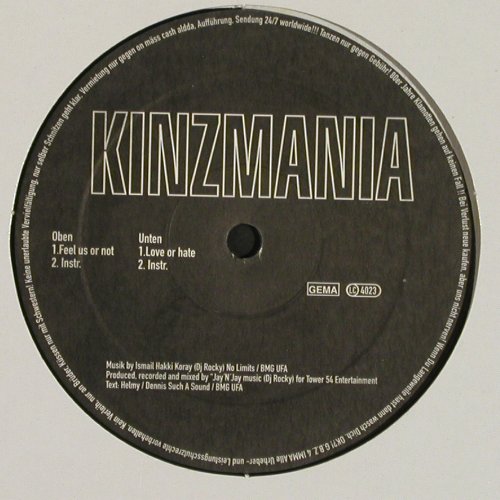 Kinzmania: Feel Us Or Not*2&sol;Love N Hate*2, G.B.Z.Imp.Vinyl (B152674 01), D Typ: 12" Best.-Nr.: V7338 Preis: 5,00 Euro.