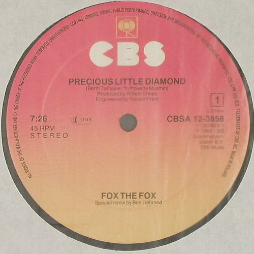 Fox The Fox: Precious Little Diamond,sp.mx,7:26, CBS (CBS 12.3858), NL,m-&sol;vg+, 1984 Typ: 12" Best.-Nr.: V7589 Preis: 4,00 Euro.