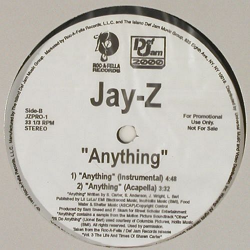 Jay-Z: Anything*4, Def Jam (JZPRO-1), US, Promo, 1999 Typ: 12" Best.-Nr.: V7626 Preis: 3,00 Euro.