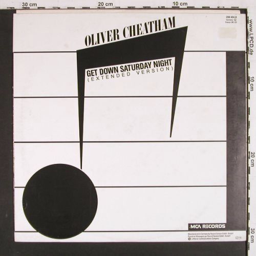 Cheatham,Oliver: Get Down Saturday Night(ext.)+1, MCA (259 434-0), D, m-&sol;vg+, 1983 Typ: 12" Best.-Nr.: V7889 Preis: 5,00 Euro.
