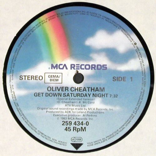Cheatham,Oliver: Get Down Saturday Night(ext.)+1, MCA (259 434-0), D, m-&sol;vg+, 1983 Typ: 12" Best.-Nr.: V7889 Preis: 5,00 Euro.