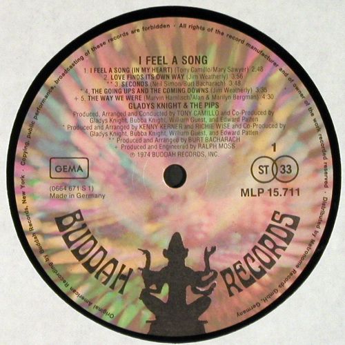 Knight,Gladys & The Pips: I Feel A Song, m-/vg+, Buddah(MLP 15.711), D, 1974 - LP - V7890 - 12,50 Euro