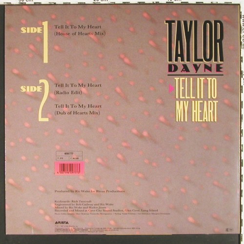 Dayne,Taylor: Tell It To My Heart*3, House oH mix, Arista(609 777), D, 1987 - 12inch - V7957 - 3,00 Euro