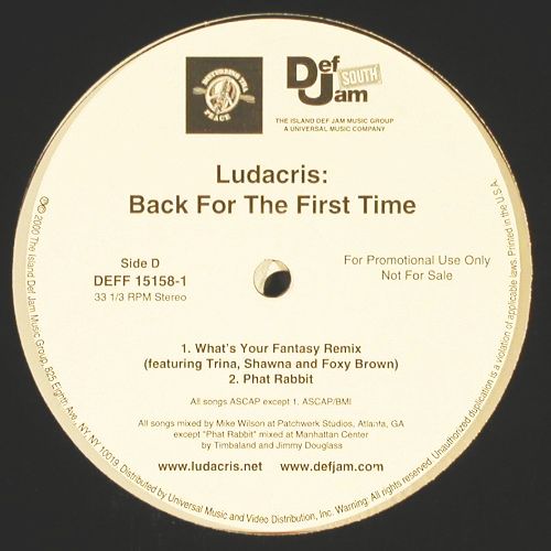 Ludacris: Back For The First Time (advance), Def Jam (15158-1), US, Promo, 2000 Typ: 2LP Best.-Nr.: Y55 Preis: 15,00 Euro.