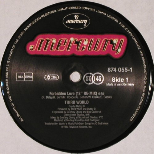 Third World: Forbidden Love*3, Mercury (874 055), D, 1989 Typ: 12" Best.-Nr.: V5489 Preis: 4,00 Euro