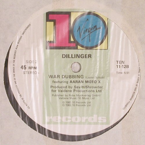 Dillinger: Tribal War / War Dubbing, 10 Virgin (TEN 11-12), UK, 1983 Typ: 12" Best.-Nr.: V5628 Preis: 3,00 Euro