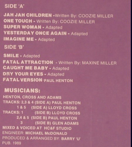 Miller,Maxine: Fatal Attraction, m /vg+, Barry U. Records(BULP 003), US, 1989 - LP - V6846 - 12,50 Euro