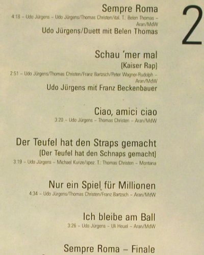 Jürgens,Udo & Nationalmannschaft: Sempre Roma, Ariola (210 434), D, 1990 Typ: LP Best.-Nr.: V2392 Preis: 6,00 Euro