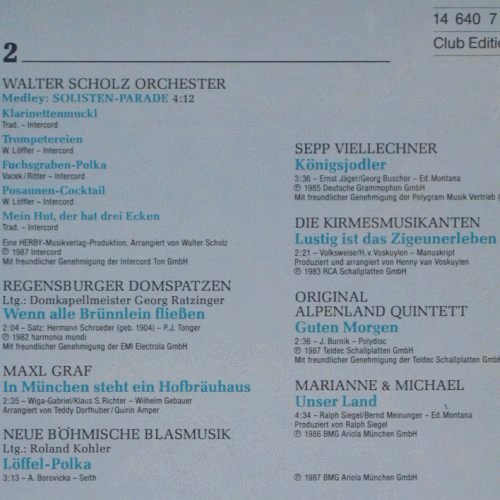 V.A.Die Super-Hitparade d.Volksmusk: Mariane u. Michael präs.Patrizius.., Ariola,Club Ed. (14 640 7), D, 1987 Typ: LP Best.-Nr.: V2476 Preis: 4,00 Euro