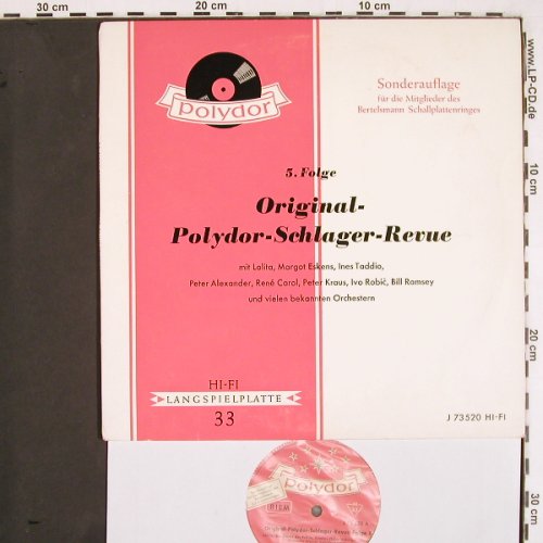 V.A.Original-Polydor-Schlager-Revue: 5.Folge- Lolita... Peter Alexander, Polydor/Bertelsmann (J 73 520), D, 1961 Typ: 10" Best.-Nr.: V2484 Preis: 5,00 Euro