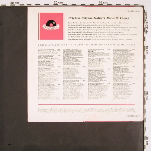 V.A.Original-Polydor-Schlager-Revue: 5.Folge- Lolita... Peter Alexander, Polydor/Bertelsmann (J 73 520), D, 1961 Typ: 10" Best.-Nr.: V2484 Preis: 5,00 Euro