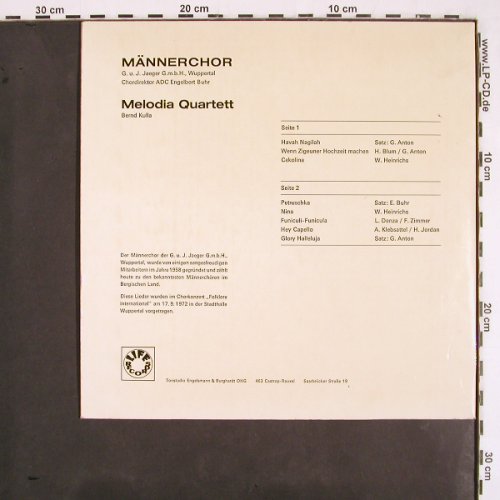 Melodia Quartett Wuppertal: Folklore International, Bernd Kulla, Life Records (73 712-17), D, 1972 Typ: 10" Best.-Nr.: V2504 Preis: 5,00 Euro