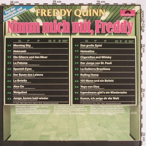 Quinn,Freddy: Nimm mich mit,Freddy, Polydor Club-Ed. (34 414-3), D Typ: LP Best.-Nr.: V2510 Preis: 5,00 Euro