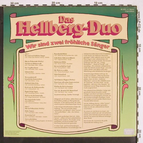 Hellberg-Duo: Wir sind zwei fröhliche Sänger, Ariola (40 872 4), D, Club Ed, 1984 Typ: LP Best.-Nr.: V2585 Preis: 5,00 Euro
