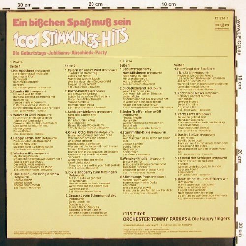 Parkas,Tommy-Orch. & Happy Singers: 1001 Stimmungs-Hits,Ein bißchenSpaß, S*R (42 924 1), D, 1986 Typ: 2LP Best.-Nr.: V2610 Preis: 4,00 Euro