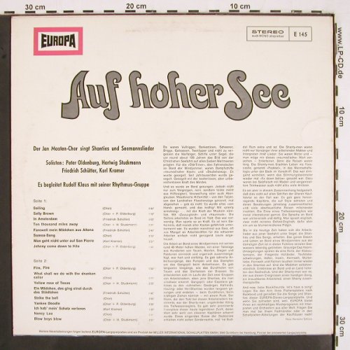 Maaten-Chor,Jan singt Shanties...: Auf Hoher See, Europa (E 145), D Typ: LP Best.-Nr.: V2613 Preis: 7,50 Euro