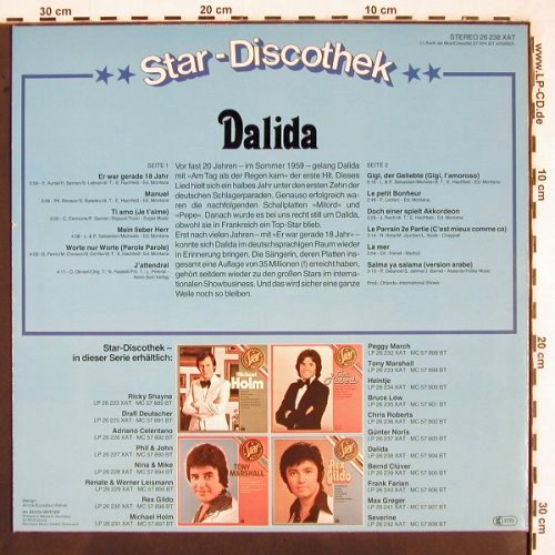 Dalida: Star Discothek, Ariola (26 238 XAT), D, 1978 Typ: LP Best.-Nr.: V2616 Preis: 6,00 Euro
