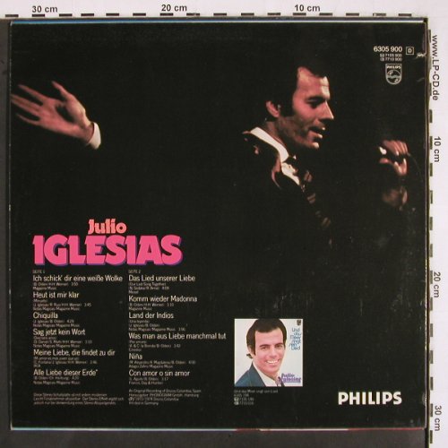 Iglesias,Julio: Ich schick' dir eine weiße Wolke, Philips (6305 900), D, co, 1974 Typ: LP Best.-Nr.: V2618 Preis: 5,00 Euro