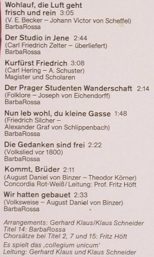 V.A.Gaudeamus igitur: Studentenlieder... BarbaRossa..., Amiga (8 45 277), DDR, 1986 Typ: LP Best.-Nr.: V2633 Preis: 5,00 Euro