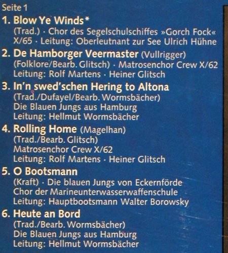 V.A.SOS Schiff in Not: Matrosenchöre singen für die DGzRS, Telefunken (S 14 585-P), D Typ: LP Best.-Nr.: V2634 Preis: 7,50 Euro