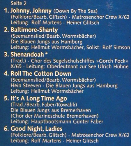 V.A.SOS Schiff in Not: Matrosenchöre singen für die DGzRS, Telefunken (S 14 585-P), D Typ: LP Best.-Nr.: V2634 Preis: 7,50 Euro