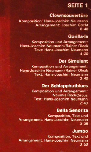 Neumis Rock Circus: Same, Amiga (8 55 857), DDR, 1981 Typ: LP Best.-Nr.: V2655 Preis: 9,00 Euro