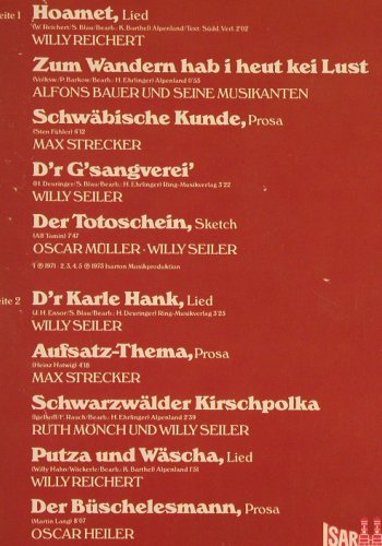 Reichert,Willy  u.d.sieben Schwaben: Lieder u.Geschichten a.d.Schwabenl., Polydor (2664 170), D Typ: 2LP Best.-Nr.: V2706 Preis: 6,00 Euro