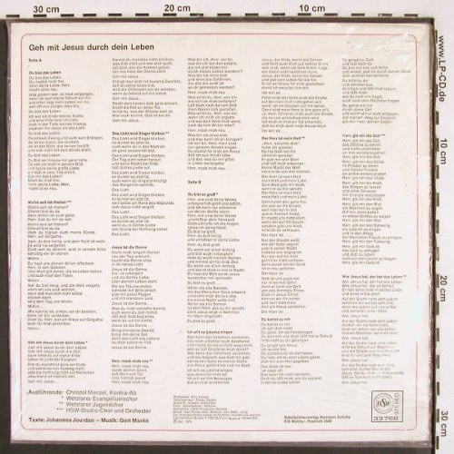 Menzel,Christel: Geh mit Jesus durch dein Leben, HSW (33768), D,FS-New, 1975 Typ: LP Best.-Nr.: V2708 Preis: 7,50 Euro