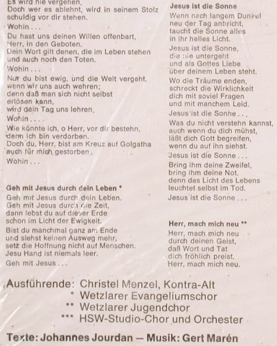 Menzel,Christel: Geh mit Jesus durch dein Leben, HSW (33768), D,FS-New, 1975 Typ: LP Best.-Nr.: V2708 Preis: 7,50 Euro