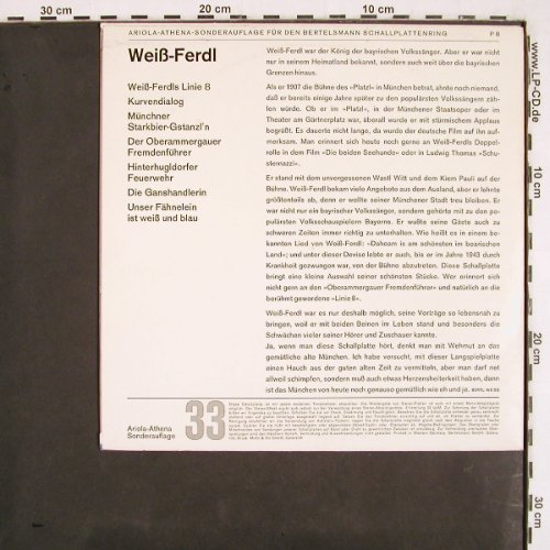 Weiss Ferdl: Weiß Ferdl's Linie 8, Sonderauflage, Ariola (53 030), D, Mono, 1964 Typ: 10" Best.-Nr.: V2712 Preis: 7,50 Euro