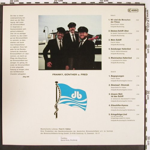 Franky, Günther und Fred: Lieder der Binnenschiffahrt, EmsTon (E 620.205), D Typ: LP Best.-Nr.: V2713 Preis: 6,00 Euro