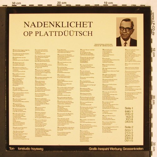 Kistner,Heinrich: Nadenklichet-Autor,Sprecher,Pianist, Kistner (1982-03), D Typ: LP Best.-Nr.: V2795 Preis: 9,00 Euro