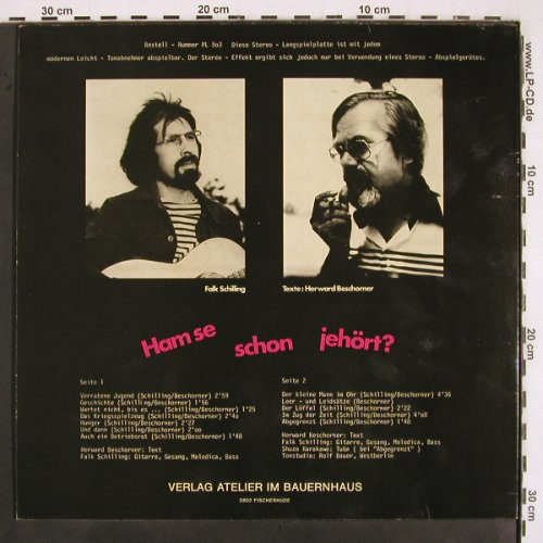 Schilling,Falk / Herward Beschorner: Ham se schon jehört ?, m-/vg+, Atelier im Bauernhaus (PL 503), D Typ: LP Best.-Nr.: V2869 Preis: 9,00 Euro
