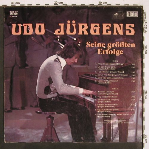 Jürgens,Udo: Seine größten Erfolge,Blick n.unten, Bellaphon (BWS 397), D, vg+/vg+ Typ: LP Best.-Nr.: V2892 Preis: 6,00 Euro