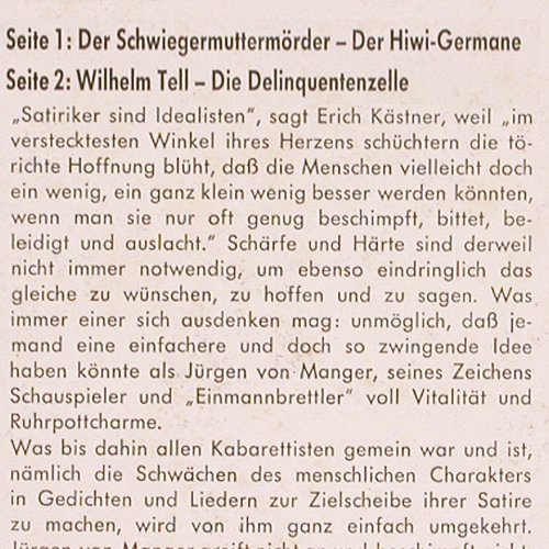 von Manger,Jürgen: Stegreifgeschichten-Neue Folgen, Philips (P 48 027 L), D, vg+/vg+, 1963 Typ: LP Best.-Nr.: V2896 Preis: 6,00 Euro