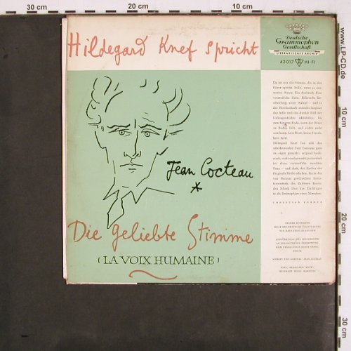 Knef,Hildegard: spr.Jean Cocteau,Diegeliebte Stimme, D.Gr. Literatur (42 017), D, m-/vg+, 1961 Typ: 10" Best.-Nr.: V2897 Preis: 7,50 Euro