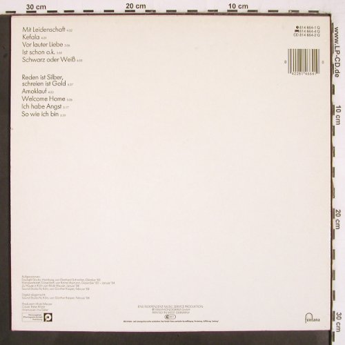 Deter Band,Ina: Mit Leidenschaft (lila), Fontana (814 664-1 Q), D, 1984 Typ: LP Best.-Nr.: V2916 Preis: 5,00 Euro