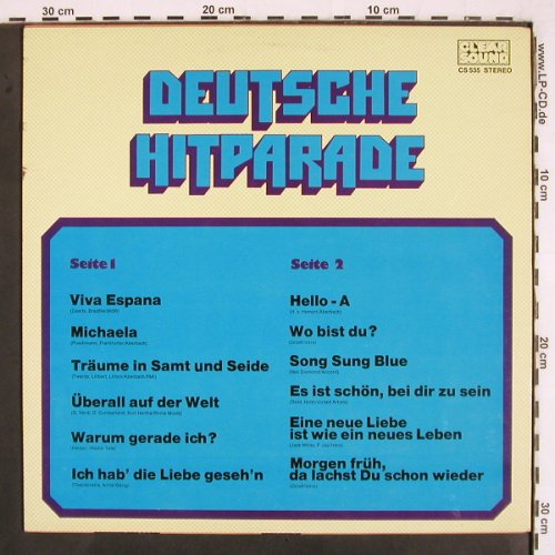 V.A.Deutsche Hitparade: Vocal (Cover Version), Clearsound (CS 535), D Typ: LP Best.-Nr.: V2924 Preis: 4,00 Euro