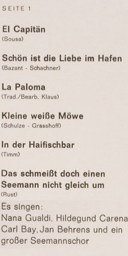 V.A.Das Große HamburgerHafenkonzert: Nana Gualdi... Jan Behrends...12Tr., Decca Musik für Alle (ND 502), D Typ: LP Best.-Nr.: V2931 Preis: 7,50 Euro