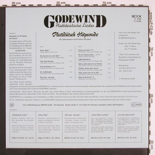 Godewind: Plattdütsch Hitparade, Brook (6508), D, 1984 Typ: LP Best.-Nr.: V2932 Preis: 6,00 Euro