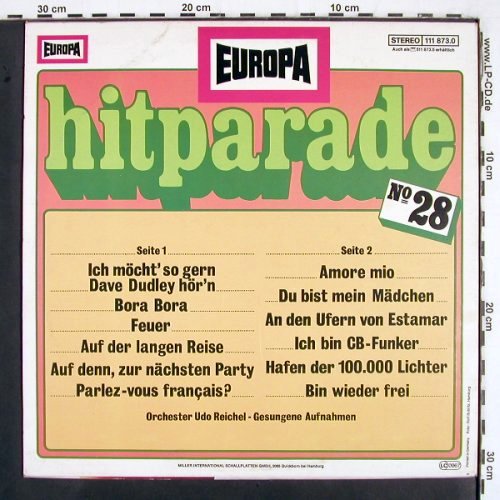 Reichel,Udo - Orchester: Hitparade No.28, gesungene Aufn., Europa (111 873.0), D, 1978 Typ: LP Best.-Nr.: V2936 Preis: 4,00 Euro
