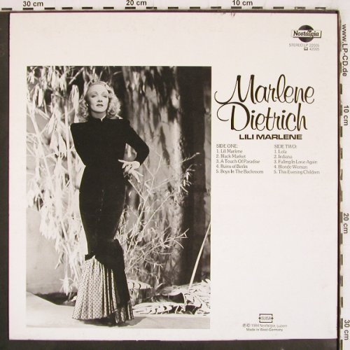 Dietrich,Marlene: Lili Marleen, hist rec., in english, Nostalgia (22005), D, m-/m-, 1984 Typ: LP Best.-Nr.: V3844 Preis: 6,00 Euro