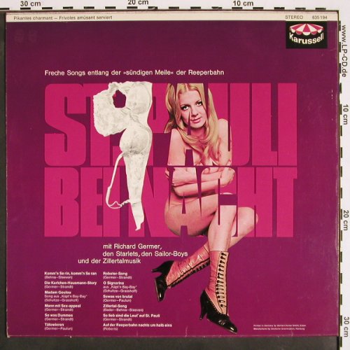 V.A.St.Pauli bei Nacht: Richard Germer,Starlets,Zillertalm., Karussell (635 194), D, 1967 Typ: LP Best.-Nr.: V4251 Preis: 9,00 Euro