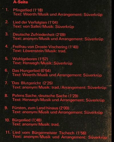 Süverkrüp,Dieter: 1848-Lieder d.deutschen Revolution, Pläne (S 11102), D, Foc, 1973 Typ: LP Best.-Nr.: V4361 Preis: 9,00 Euro