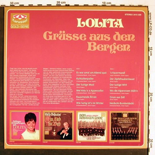 Lolita: Grüsse aus den Bergen (1966), Karussell, Ri (2415 025), D Typ: LP Best.-Nr.: V5692 Preis: 6,00 Euro