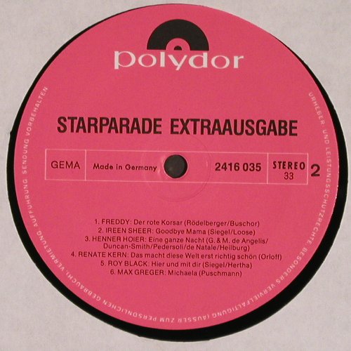 V.A.Starparade - Extraausgabe: Chris Roberts.. Max Greger, Booklet, Polydor (2416 035), D, 1973 Typ: LP Best.-Nr.: V6059 Preis: 5,00 Euro