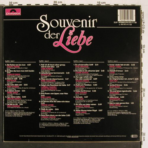 V.A.Souvenir der Liebe: Tommy Steiner... Peter Anders, Polydor (815 973-1), D Typ: 2LP Best.-Nr.: V6060 Preis: 6,00 Euro